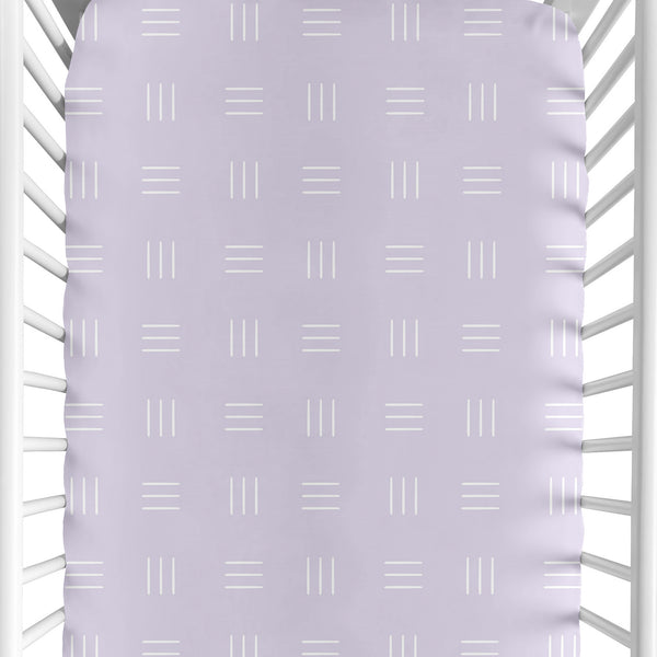 Boho Hatch Lavender Purple and White Crib Sheet