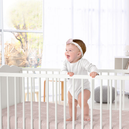 Boho Hatch Mauve and White Crib Sheet