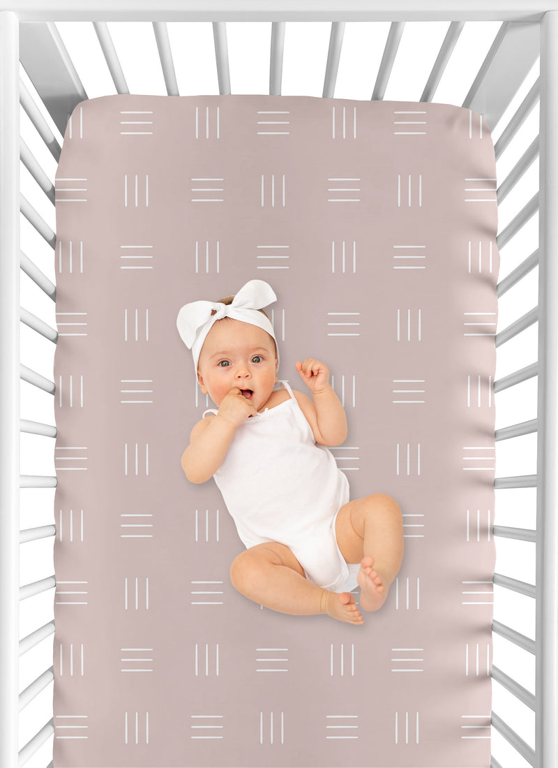Boho Hatch Mauve and White Crib Sheet