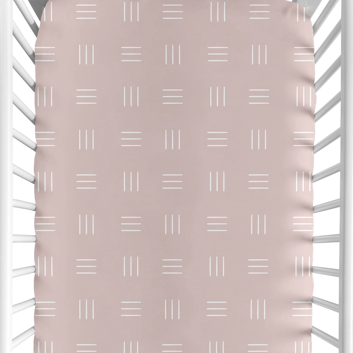 Boho Hatch Mauve and White Crib Sheet