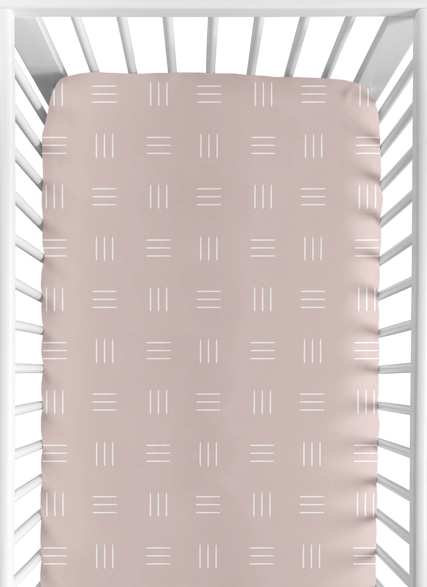Boho Hatch Mauve and White Crib Sheet