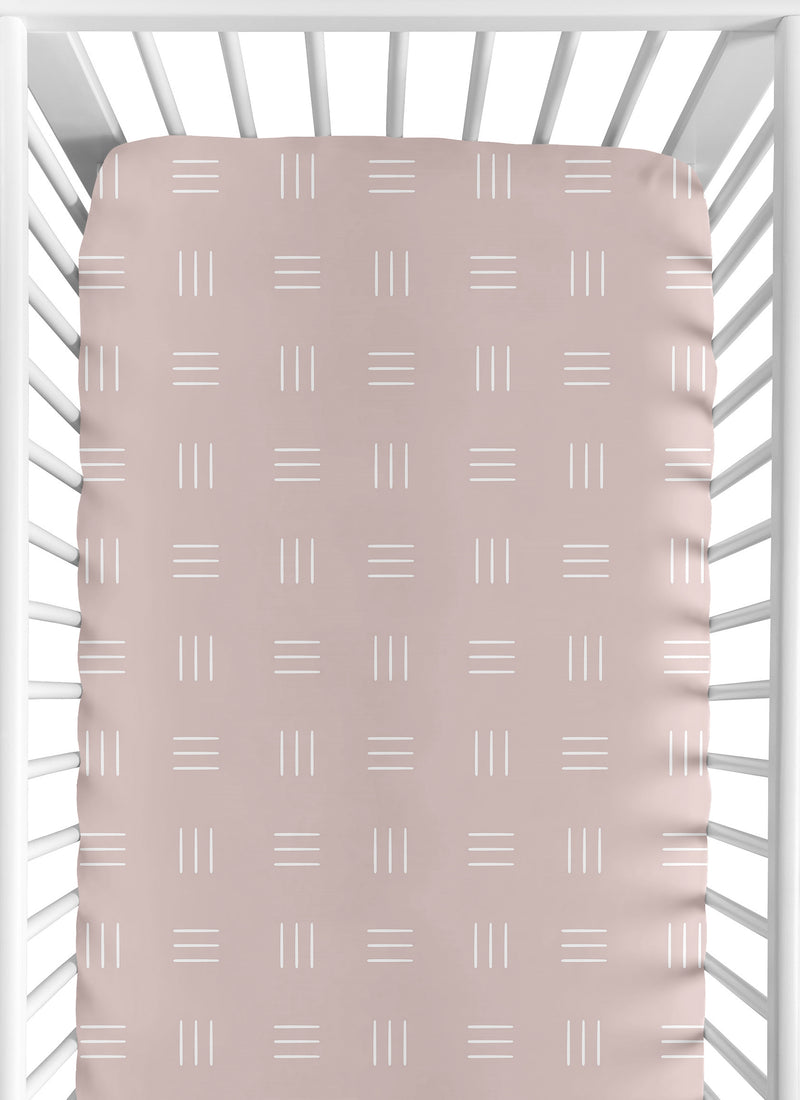Boho Hatch Mauve and White Crib Sheet