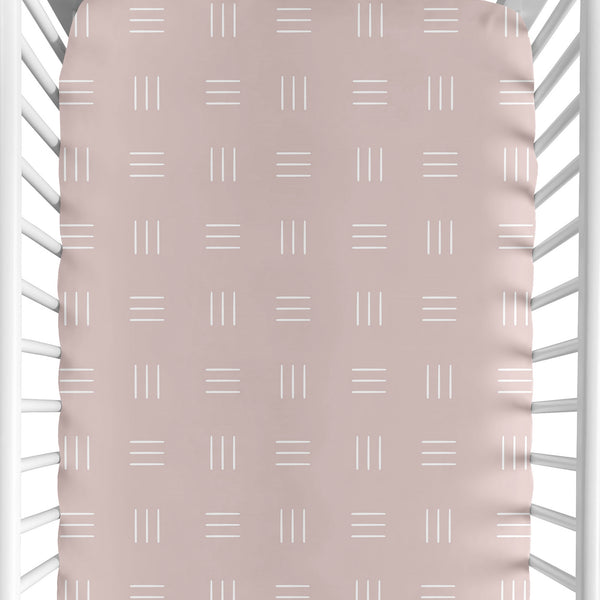 Boho Hatch Mauve and White Crib Sheet