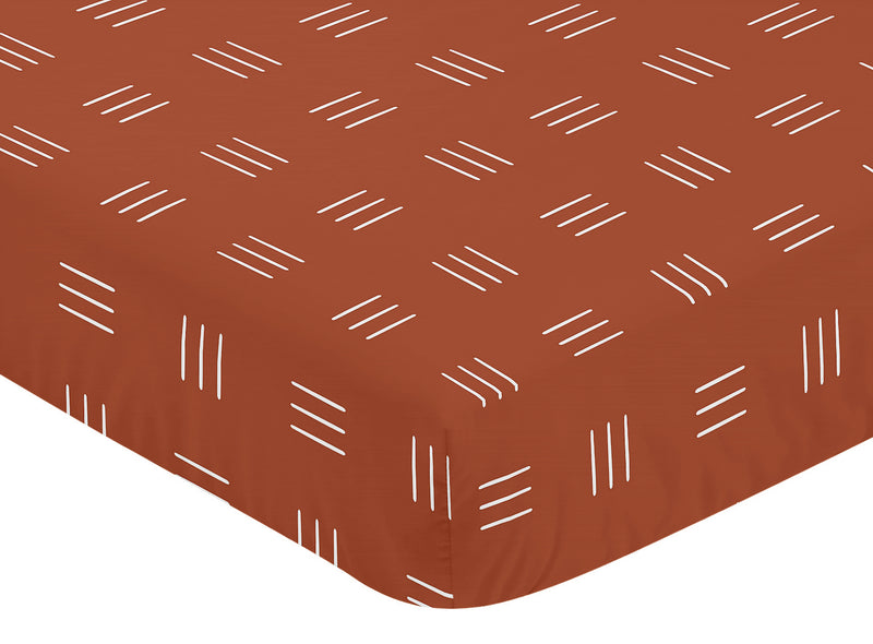 Boho Hatch Rust and White Crib Sheet
