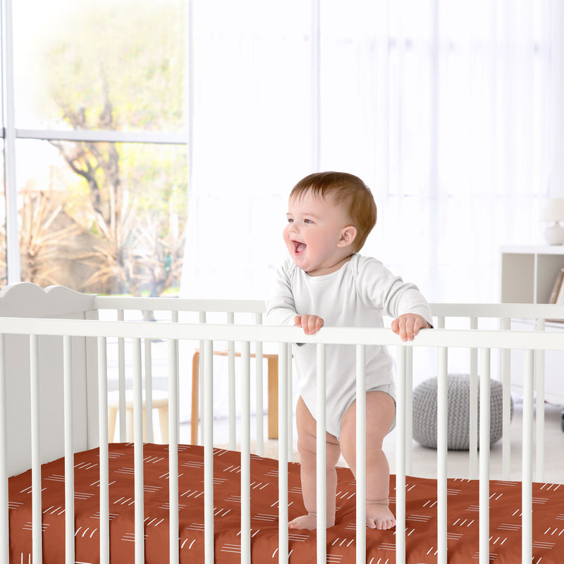 Boho Hatch Rust and White Crib Sheet