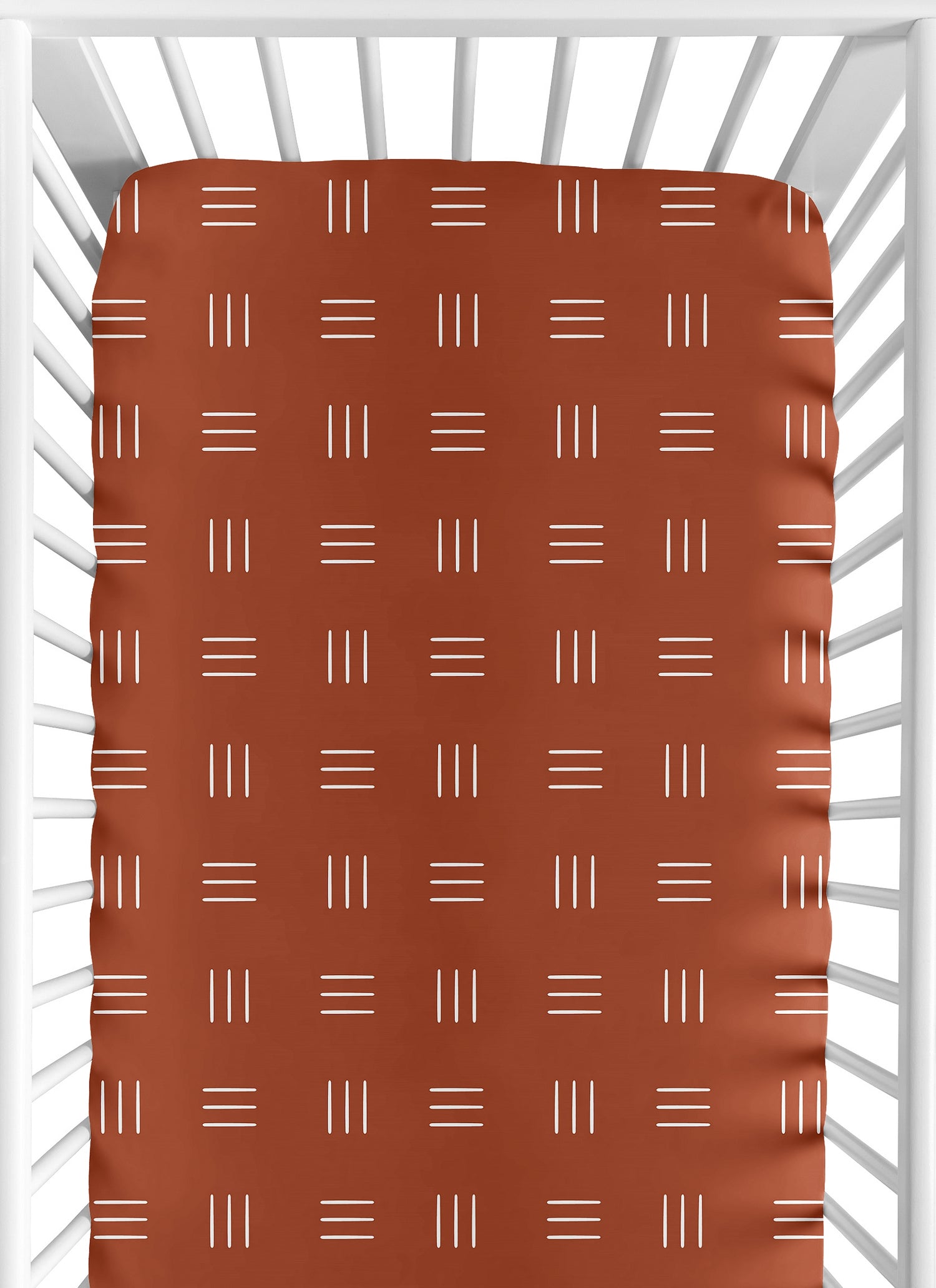 Boho Hatch Rust and White Crib Sheet