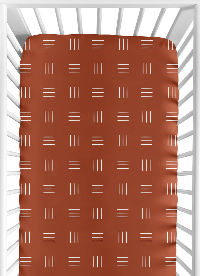 Boho Hatch Rust and White Crib Sheet