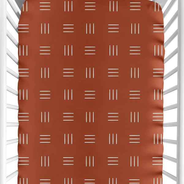 Boho Hatch Rust and White Crib Sheet