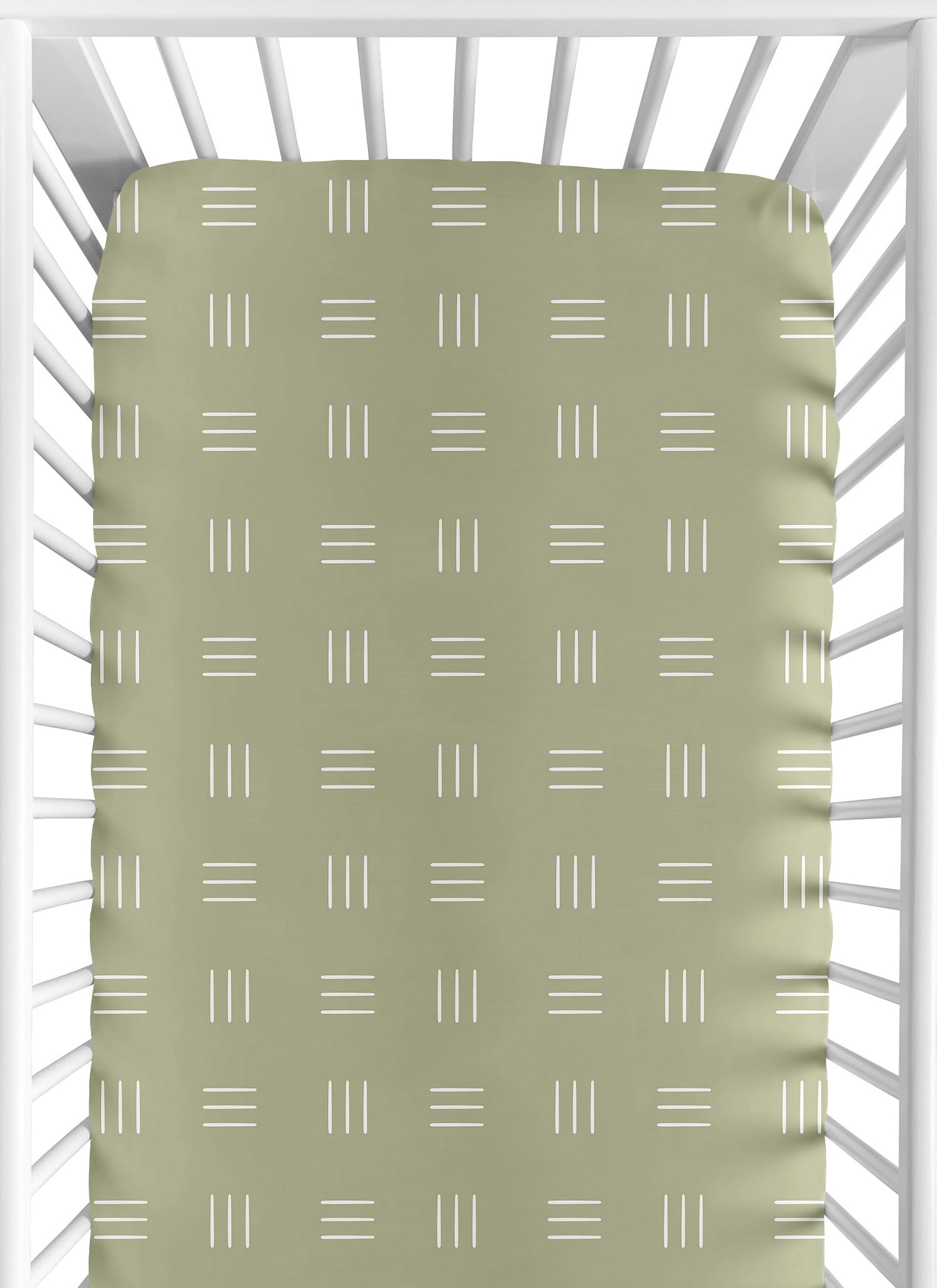 Boho Hatch Sage and White Crib Sheet