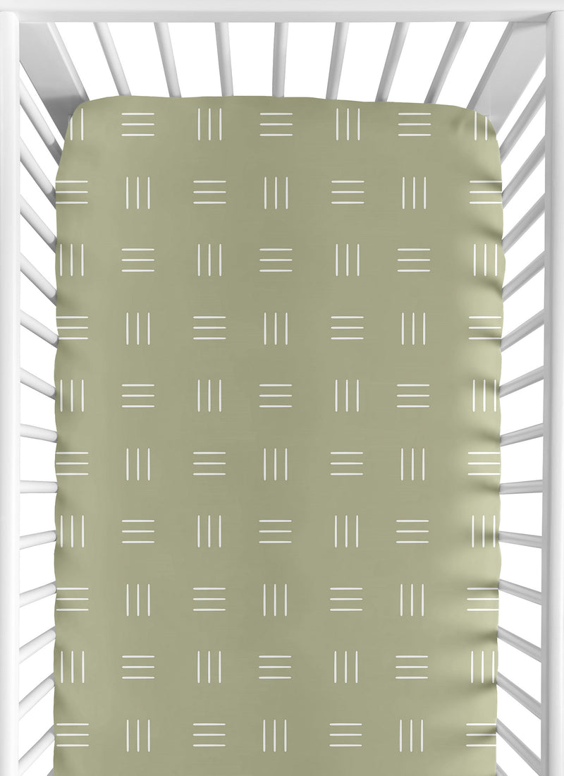 Boho Hatch Sage and White Crib Sheet