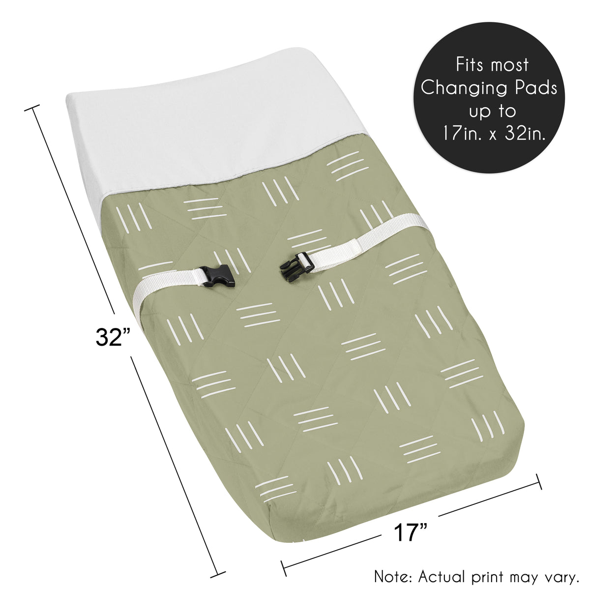 Boho Hatch Sage and White Changing Pad Cover