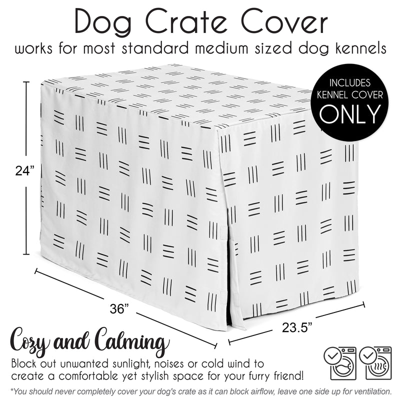 Boho Hatch White and Black Collection Dog Crate Kennel Cover 36in.