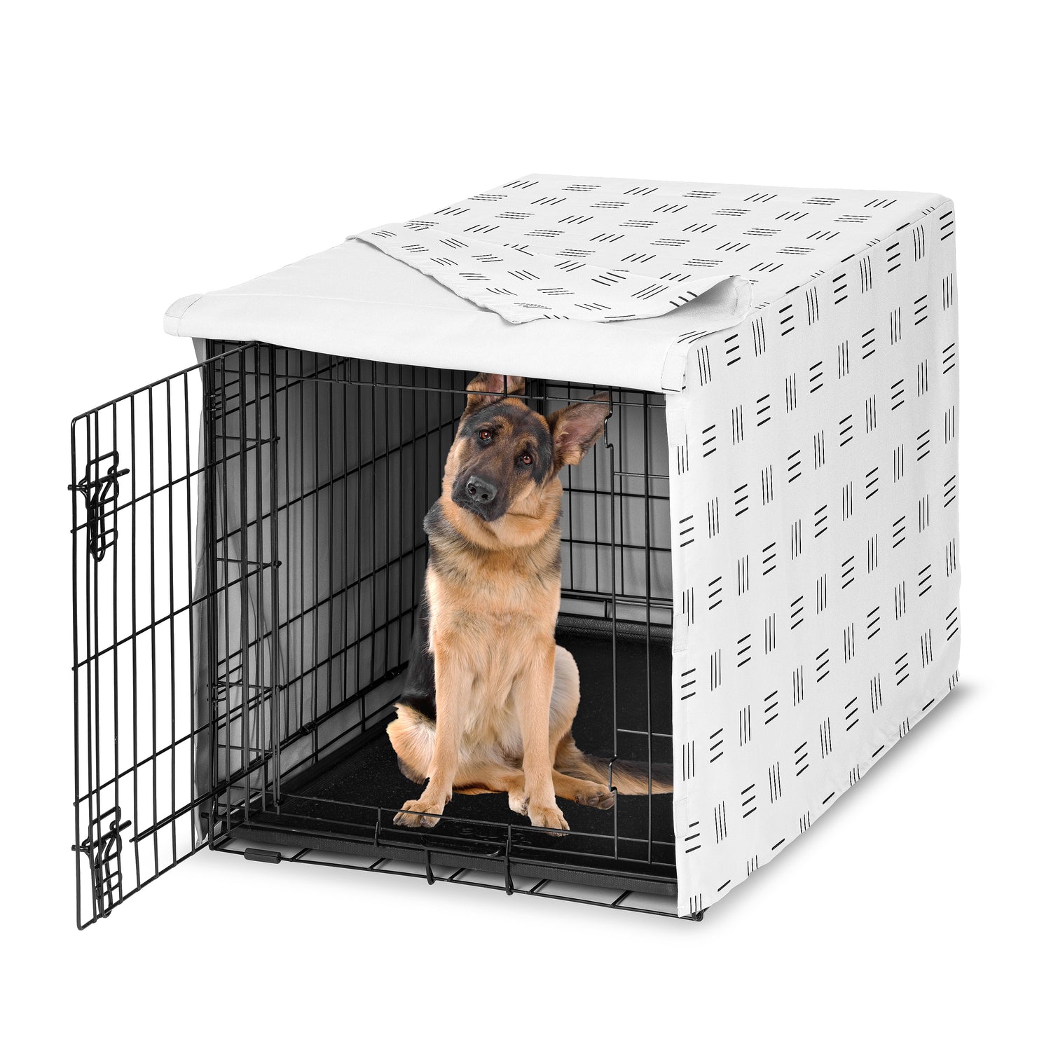 Boho Hatch White and Black Dog Crate Kennel Cover 48in.