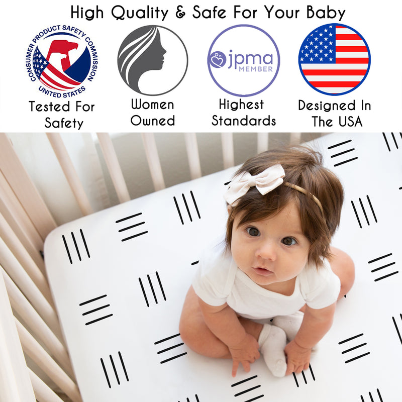 Boho Hatch White and Black Crib Sheet