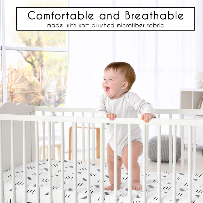 Boho Hatch White and Black Crib Sheet