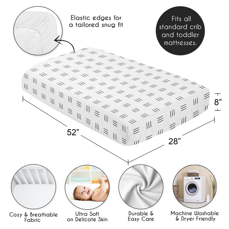 Boho Hatch White and Black Crib Sheet