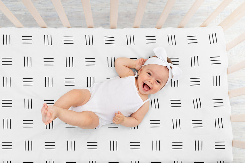 Boho Hatch White and Black Crib Sheet
