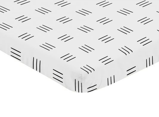 Boho Hatch White and Black Mini Crib Sheet