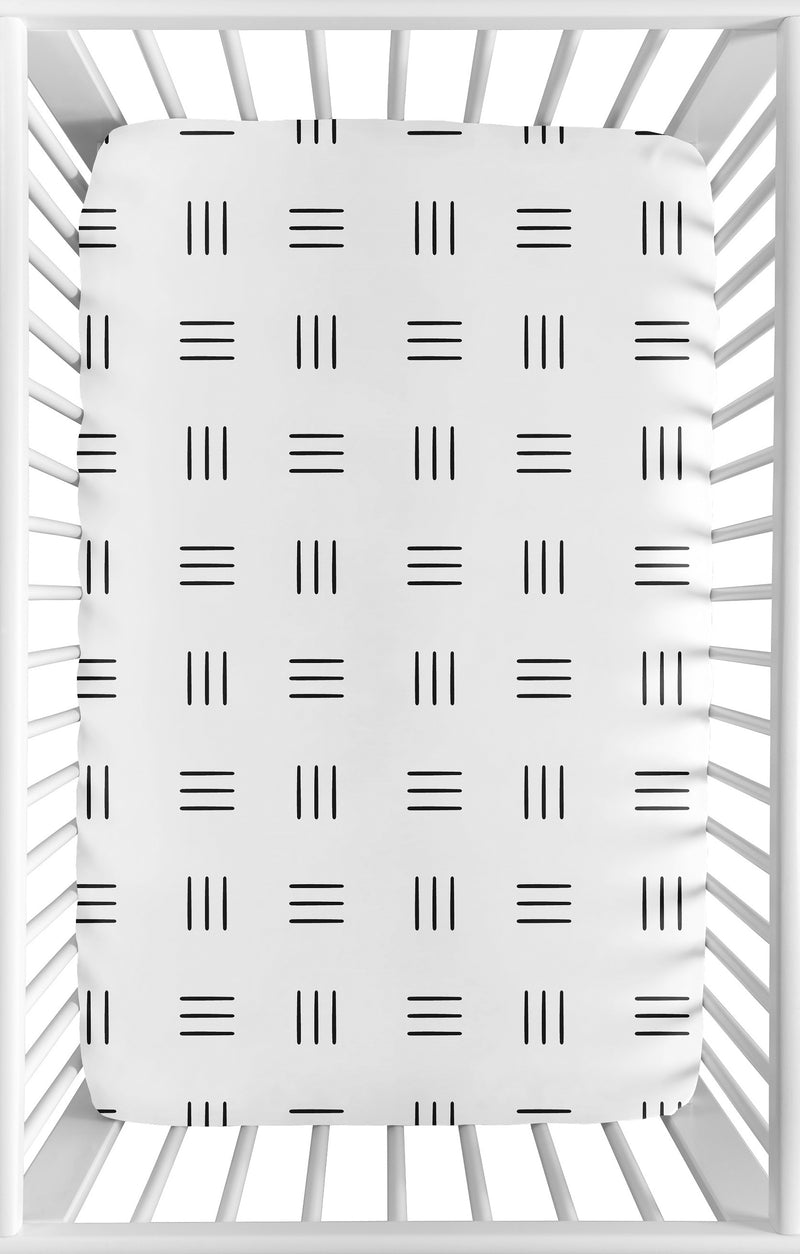 Boho Hatch White and Black Mini Crib Sheet