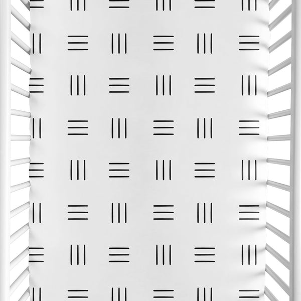 Boho Hatch White and Black Mini Crib Sheet