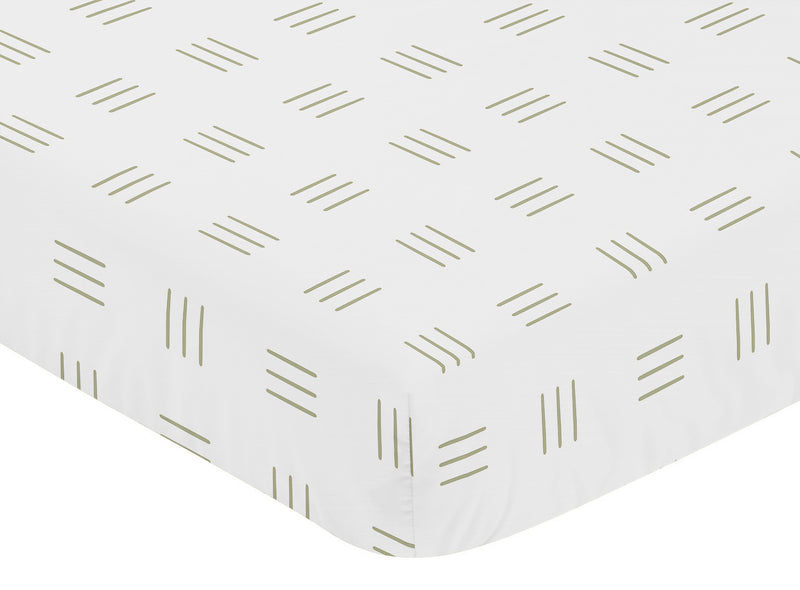 Boho Hatch White and Sage Crib Sheet