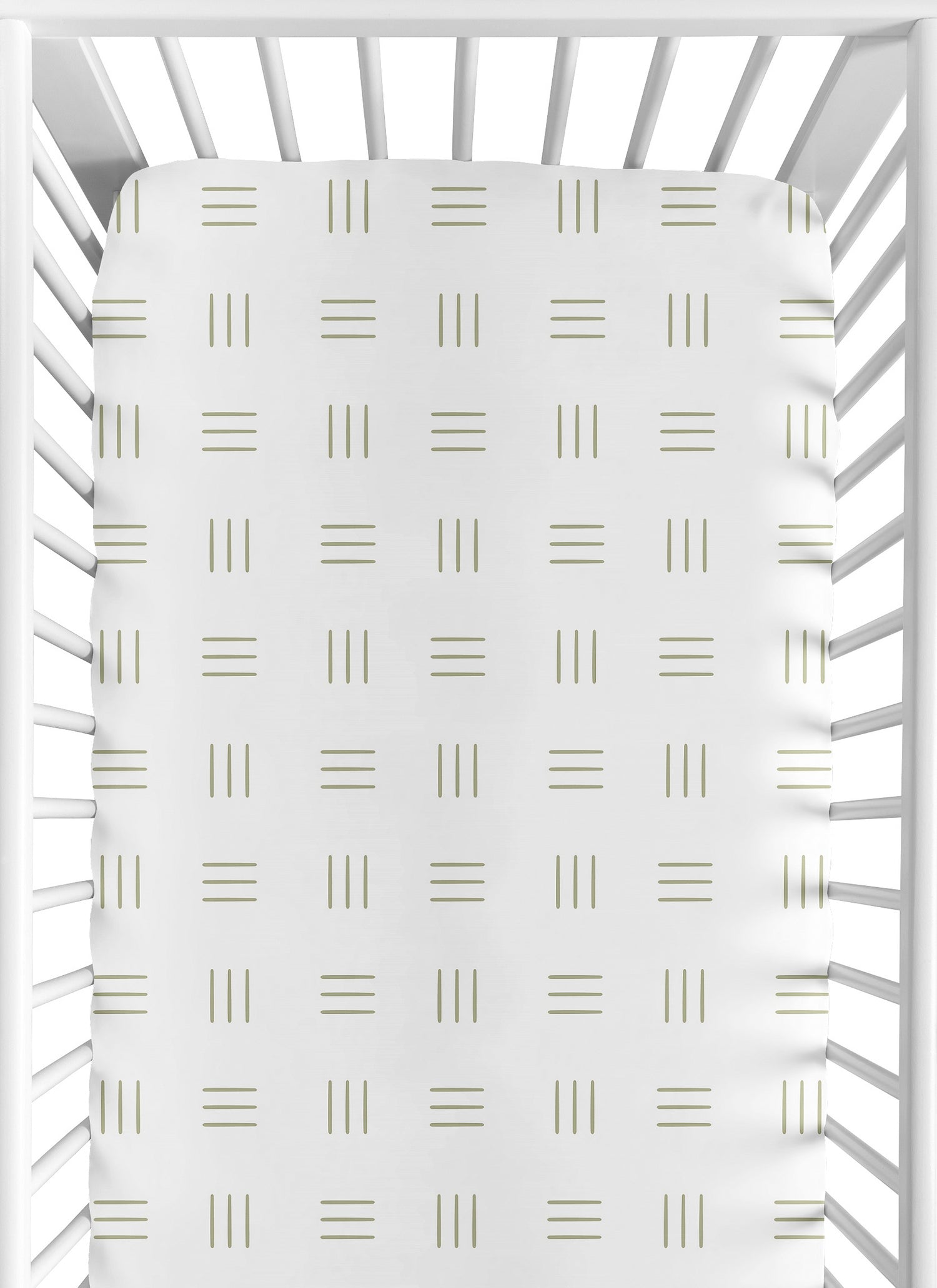 Boho Hatch White and Sage Crib Sheet