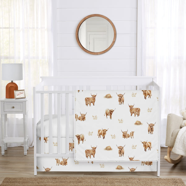 Boho Highland Cow Collection 3 Piece Crib Bedding