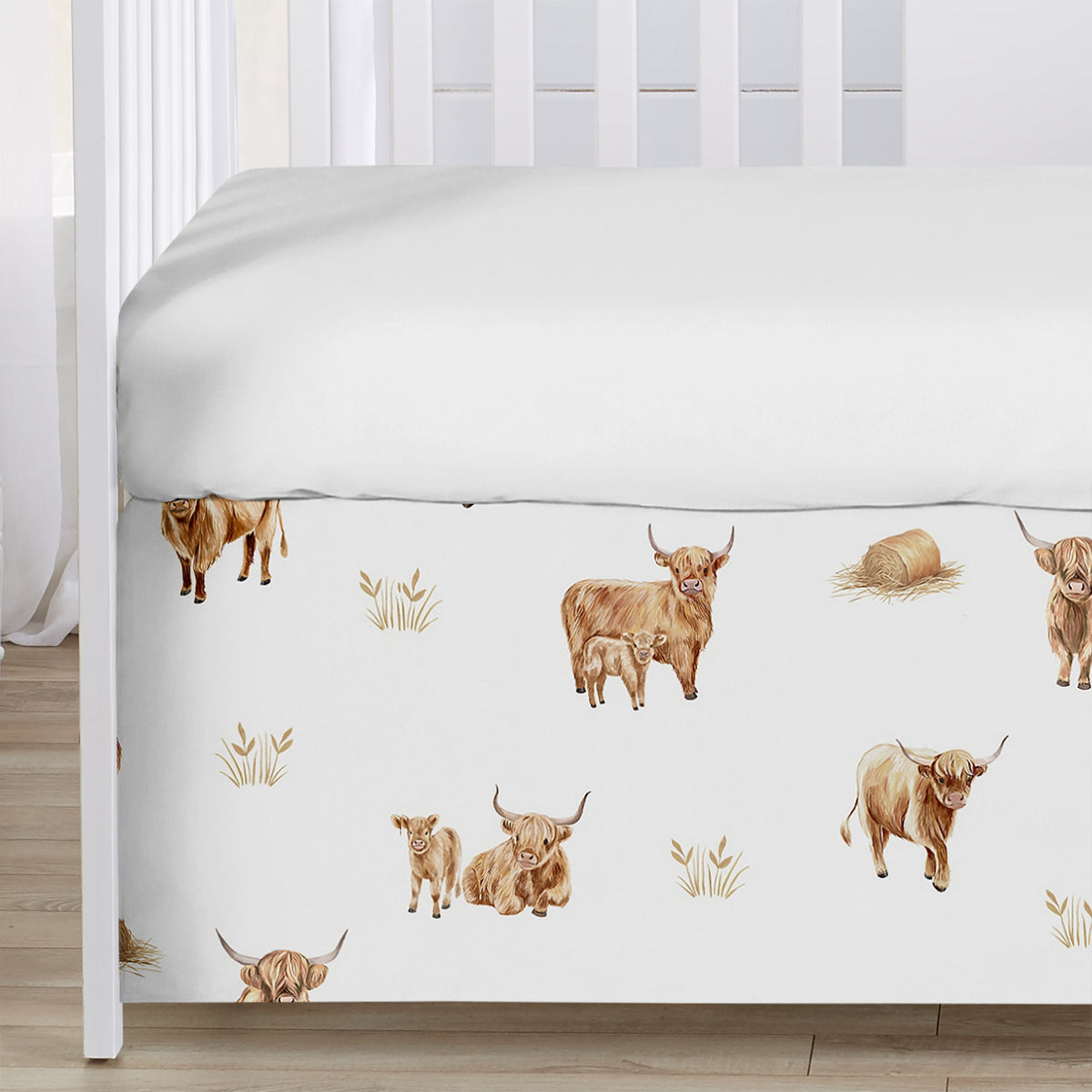 Boho Highland Cow Collection 3 Piece Crib Bedding