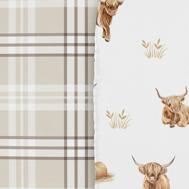 Boho Highland Cow Collection 2 Pack Baby Bassinet Fitted Sheets