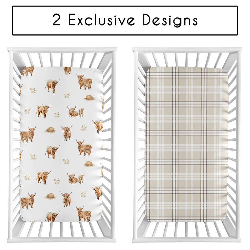 Boho Highland Cow Collection 2 Pack Crib Sheets
