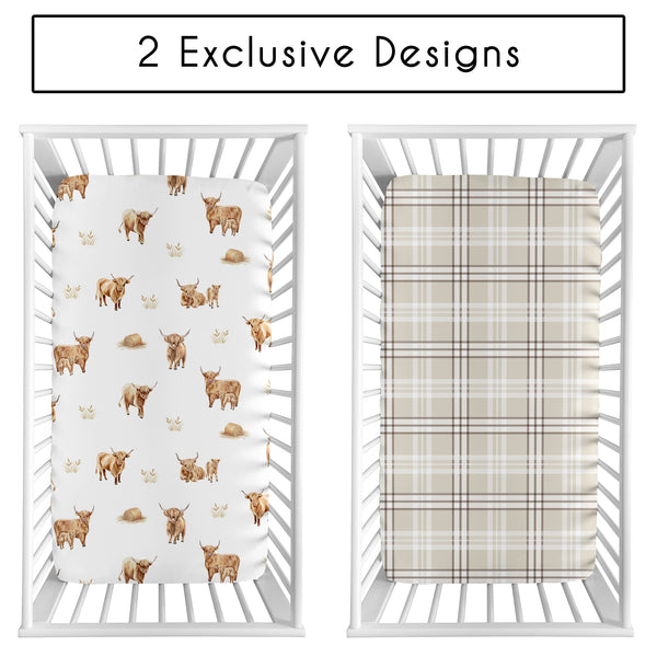 Boho Highland Cow Collection 2 Pack Crib Sheets alternate view