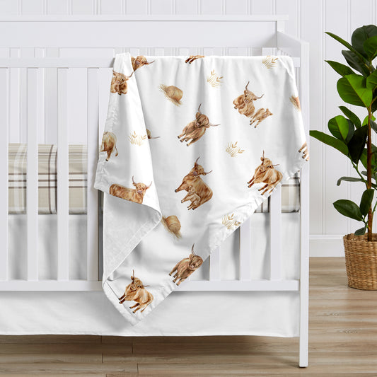 Boho Highland Cow Collection Baby Blanket