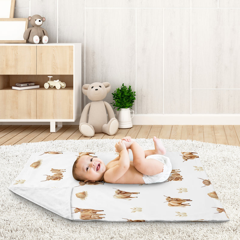Boho Highland Cow Collection Baby Blanket