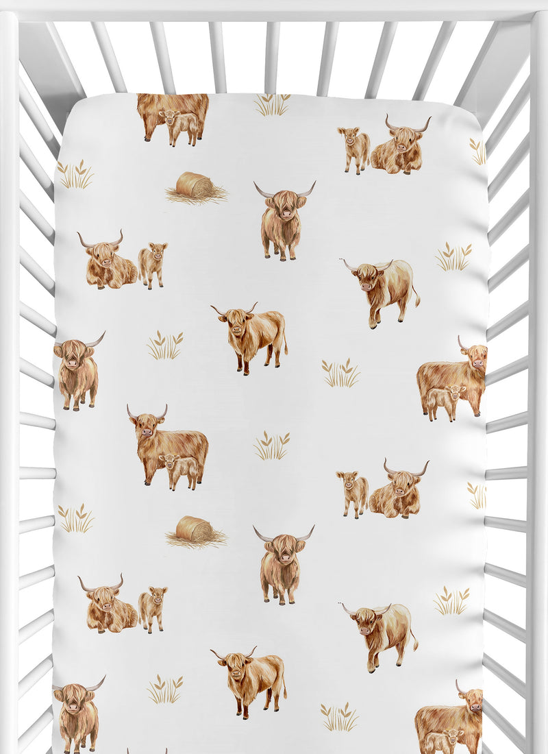 Boho Highland Cow Collection Crib Sheet