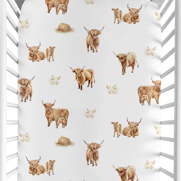 Boho Highland Cow Collection Crib Sheet