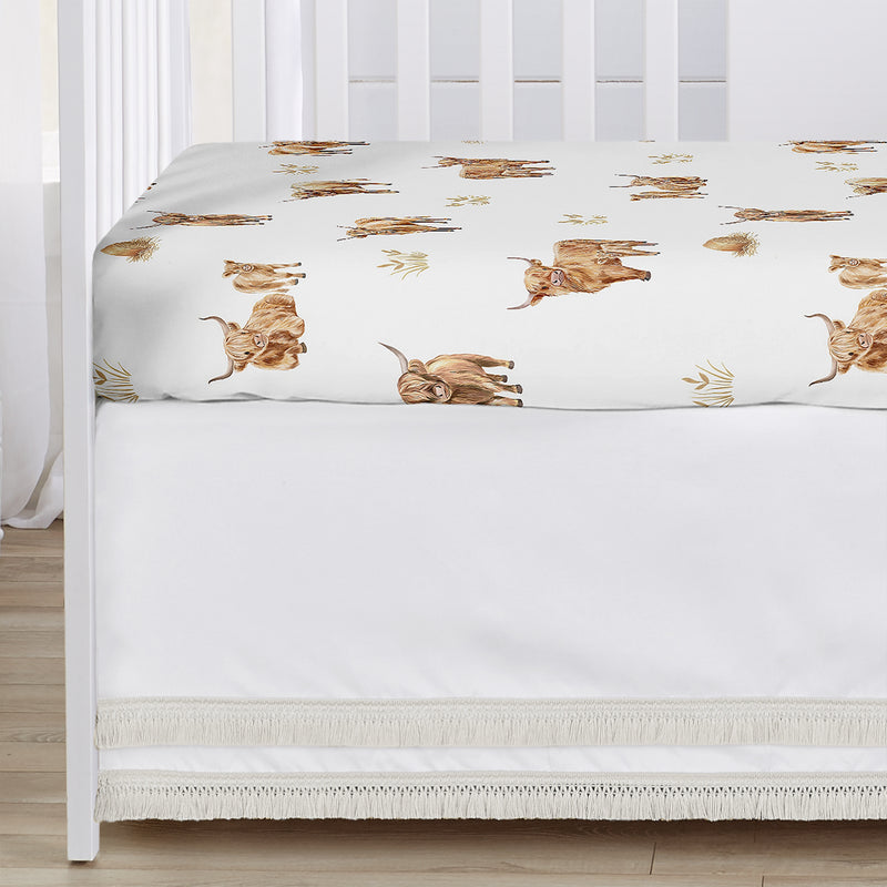Boho Highland Cow Collection 4 Piece Crib Bedding