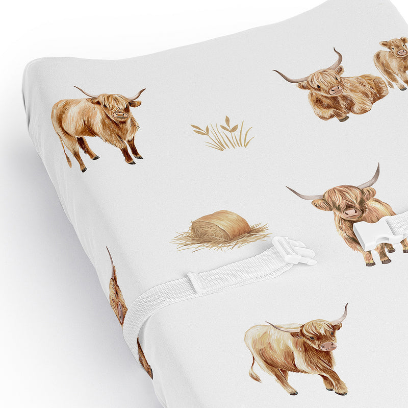 Boho Highland Cow Collection Changing Pad Cover Sheet