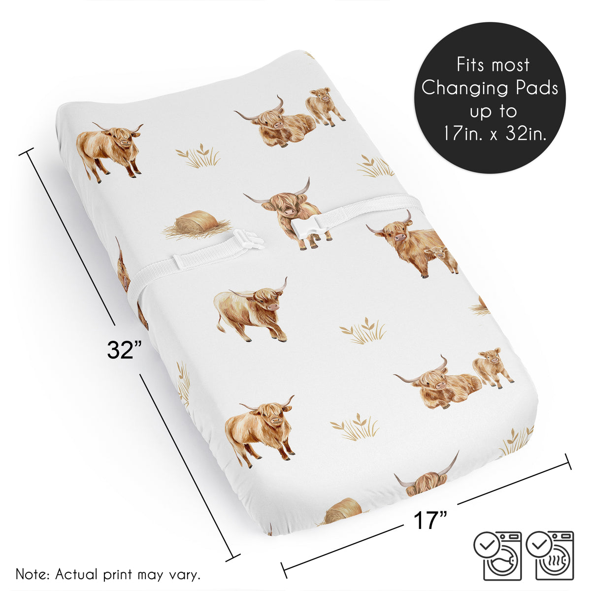 Boho Highland Cow Collection Changing Pad Cover Sheet
