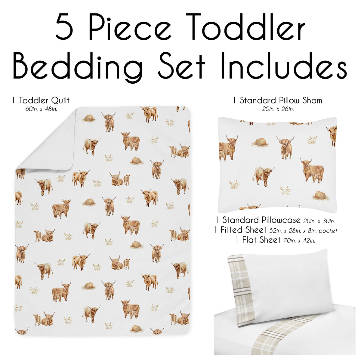 Boho Highland Cow Collection Toddler Bedding