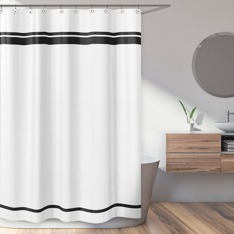 Hotel White And Black Shower Curtain