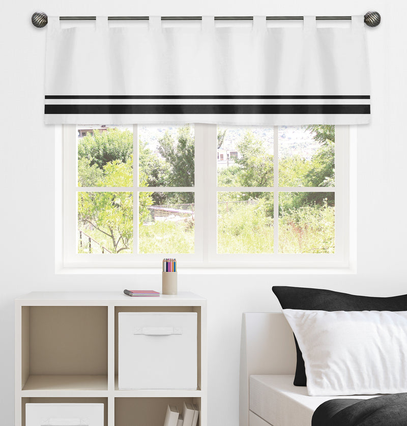 Hotel White and Black Collection Window Valance