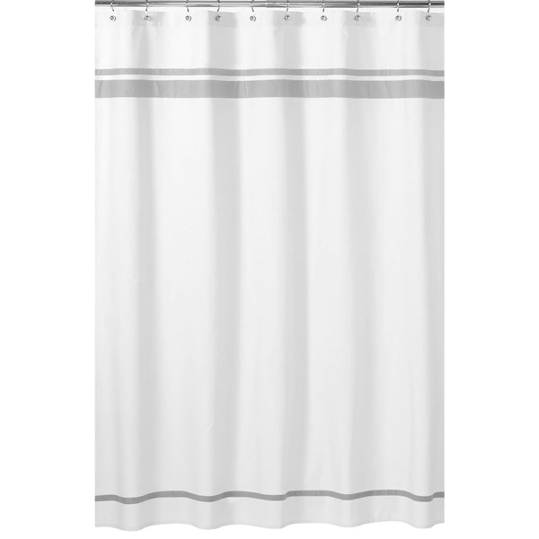 Hotel White And Gray Shower Curtain