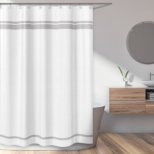 Hotel White And Gray Shower Curtain
