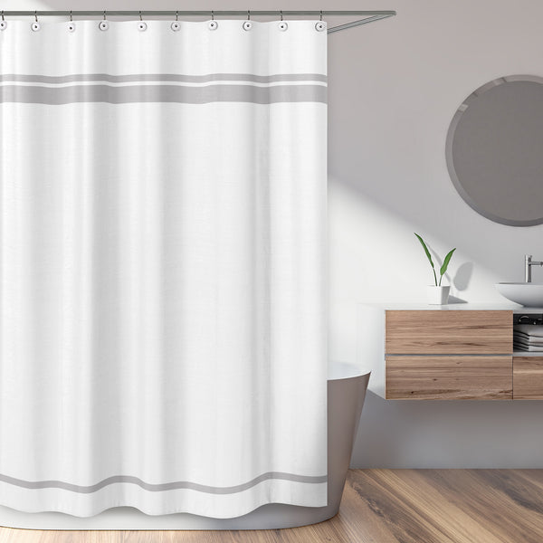 Hotel White And Gray Shower Curtain alternate view