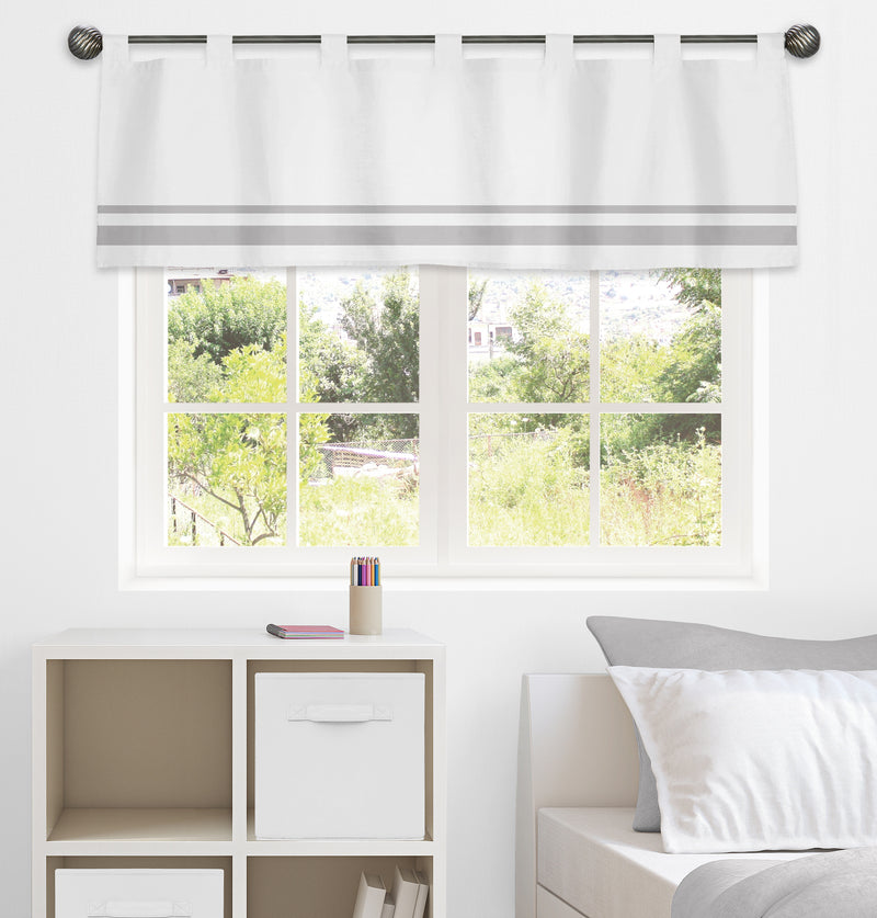 Hotel White and Gray Collection Window Valance