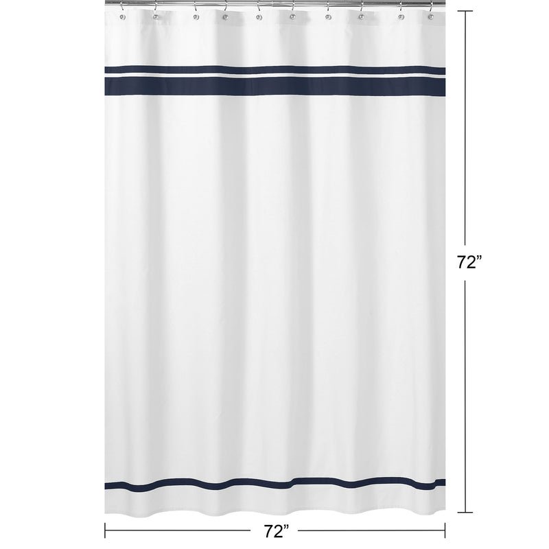 Hotel White And Navy Shower Curtain