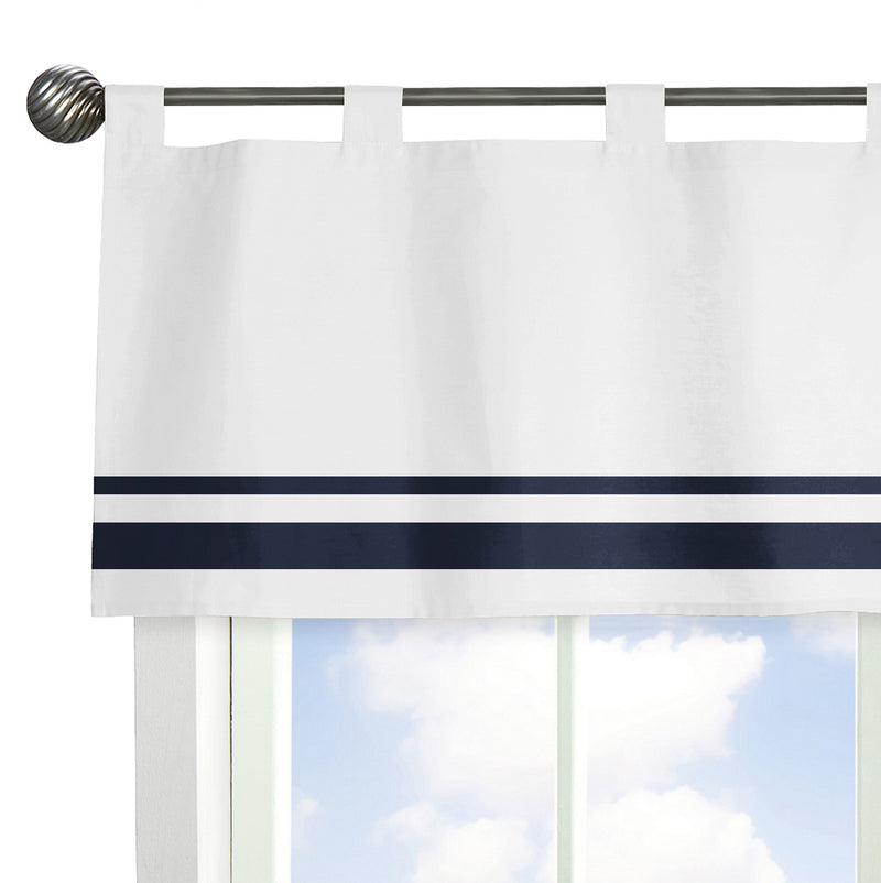 Hotel White and Navy Collection Window Valance
