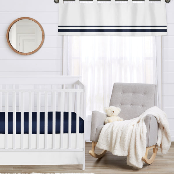 Hotel White and Navy Collection Window Valance alternate view