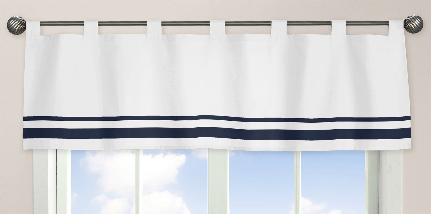 Hotel White and Navy Collection Window Valance