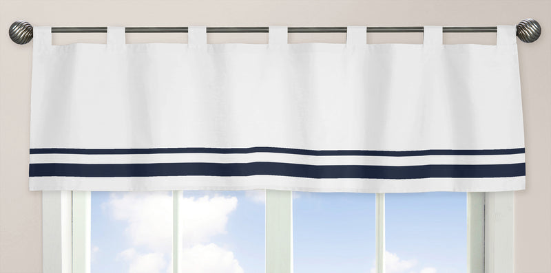 Hotel White and Navy Collection Window Valance
